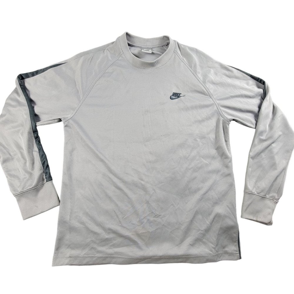 Nike Mens Medium Silver Pullover Sweater Long Sleeve Casual Athletic Outdoors